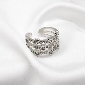 Silver Star Ring – Layered Cuff with Diamante Stars, Celestial Jewelry